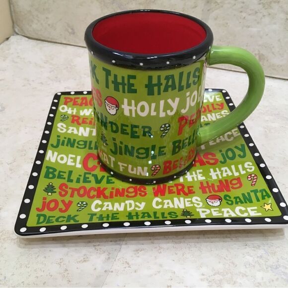 CRACKER BARREL‎ MERRY MERRY CHRISTMAS LARGE MUG AND PLATE - Picture 1 of 10